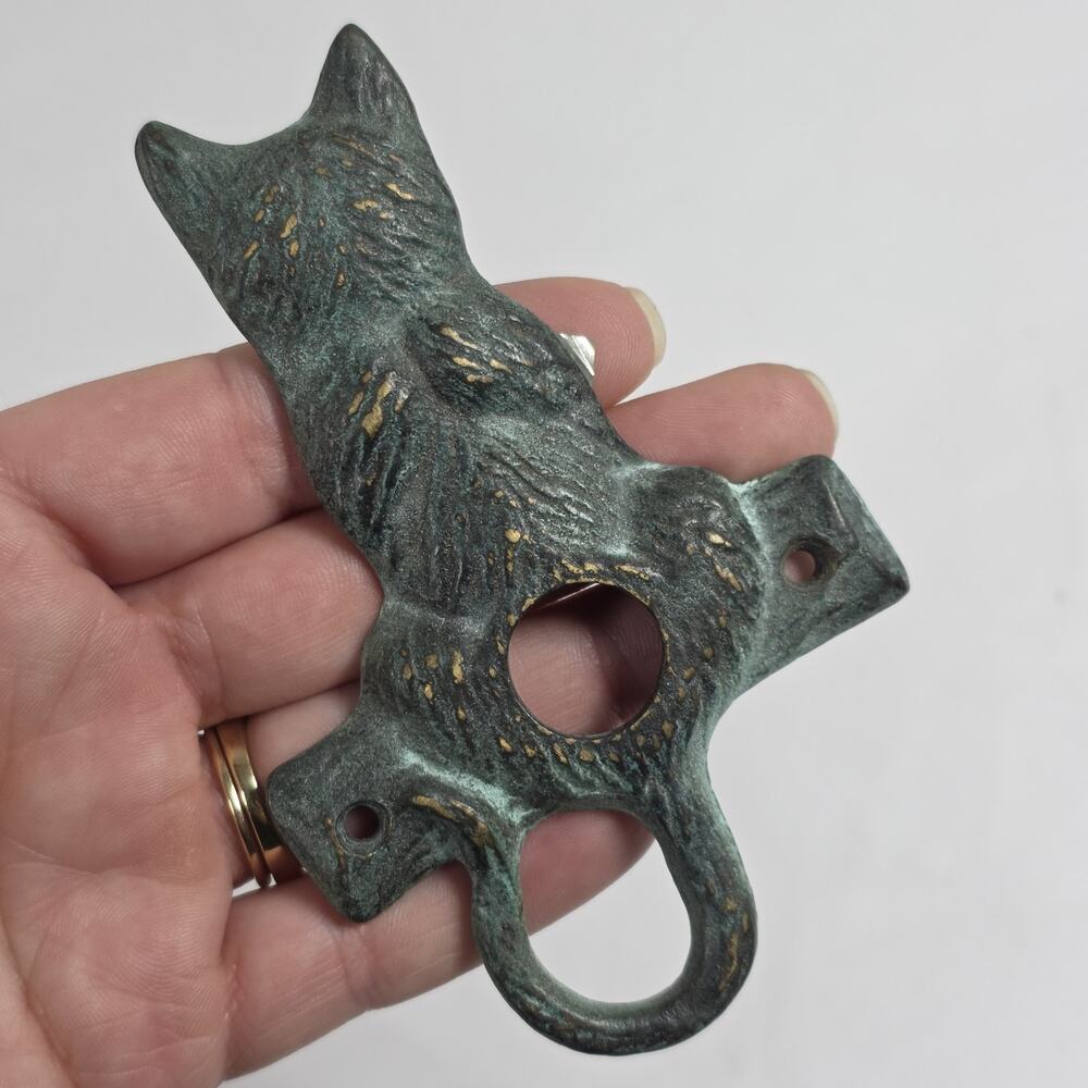 Vintage Cast Iron Cat Doorbell Cover Rustic Patina Decorative Door Plate Cover